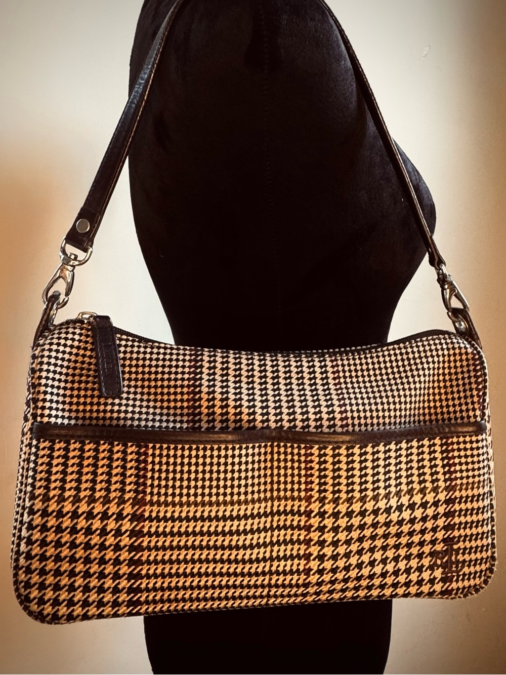 ‼️SOLD‼️ Vintage 1993 Ralph Lauren Houndstooth Shoulder Bag - Picture 2 of 6